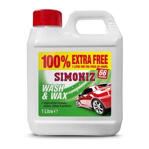 Simoniz wash & wax car shampoo 100% extra free 1L £3.19 with free collection @ Eurocarparts