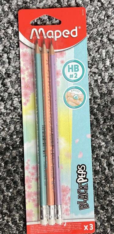 Maped Black Peps Pastel HB Graphite Pencils (Pack of 3) £0.99 @ Amazon