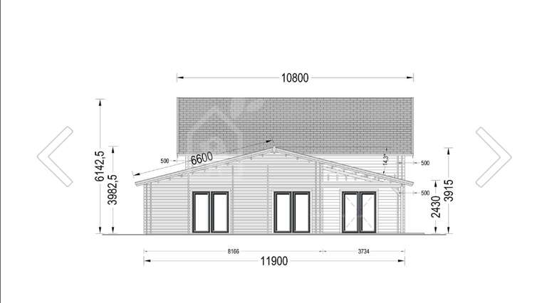 Log Cabin House DARLA (44+44 mm + Insulation PLUS, BRF), 180 m² (5 Bed, 3 Bath) - £119,374 @ Quick Garden
