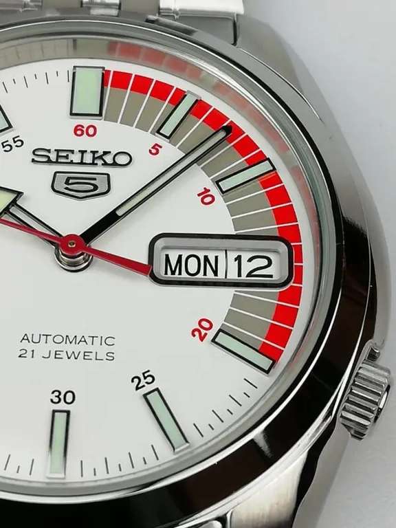 Seiko 5 Automatic White Dial Stainless Steel Mens Watch SNK369K1