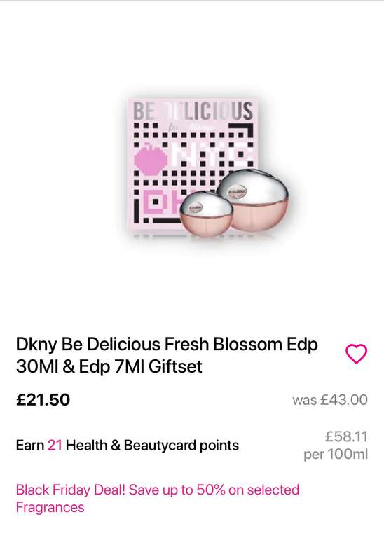Dkny Be Delicious Fresh Blossom Edp 30Ml & Edp 7Ml Giftset - £21.50 @ Superdrug
