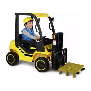 12 Volt Hyper K9000 Forklift Ride on - Horn and Engine Sound Effects With Removable Pallet & Toy Hard Hat