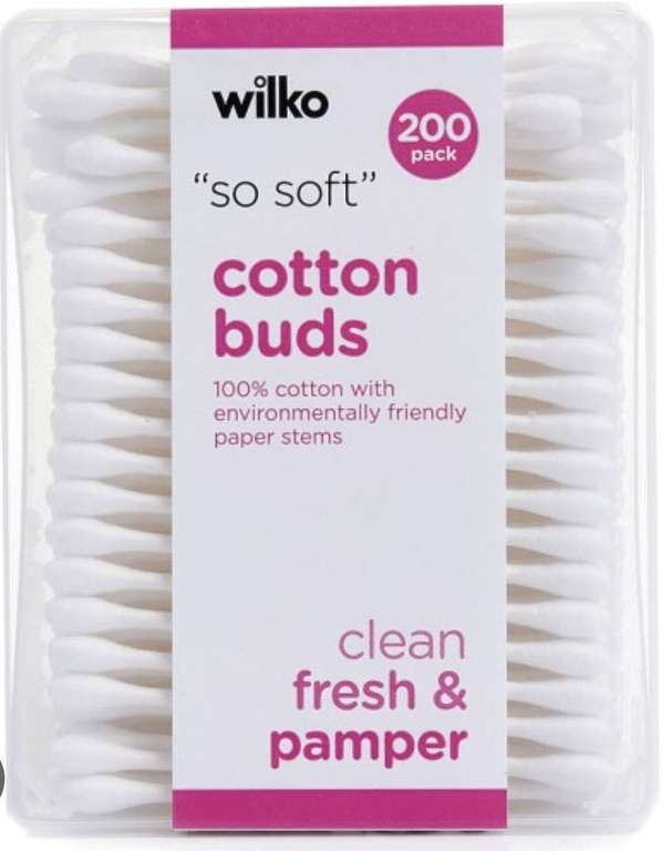 4 Packs of Wilko Cotton Buds 200 Buds (800 Buds) for £1.50 with Free Collection @ Wilko