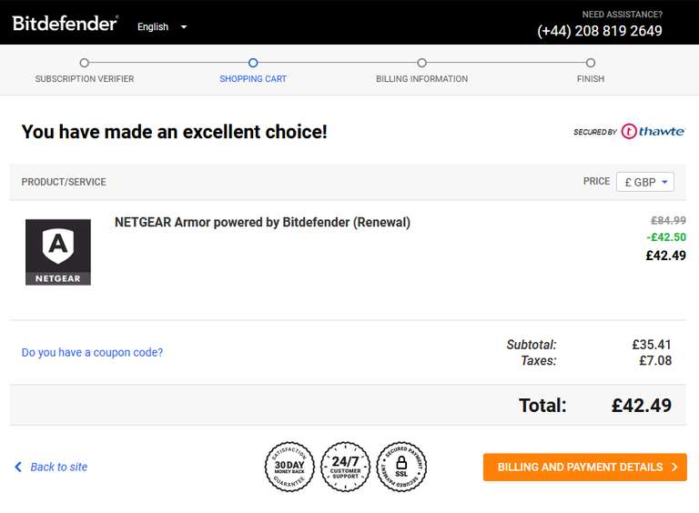 NETGEAR Armor powered by Bitdefender £42.49 with code @ BitDefender Shop