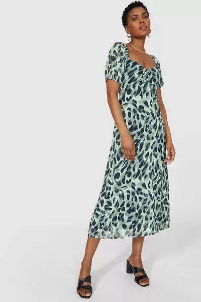Printed Mesh Sweetheart Aline Midi 