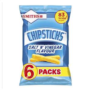 Smiths Chipsticks Salt & Vinegar, Blue, 6 x 17g £1 @ Amazon