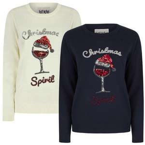 Women's Santa Wine Sequin Knitted Christmas Jumper with Code