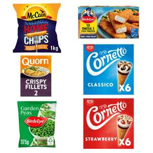 Freezer Meal Deal - McCain Home Chips 1KG, Birds Eye Fish Fingers x10, Birds Eye Garden Peas & Cornetto Ice-Cream x6 £5 @ Sainsbury's