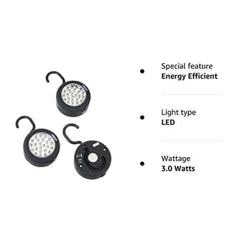 Rolson 90005 24 LED Lamp with Hook and Magnet (3 pack)