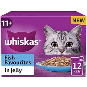 4 x Whiskas 11+ Fish Selection in Jelly Pouches, Senior Cat Food (12x85g)