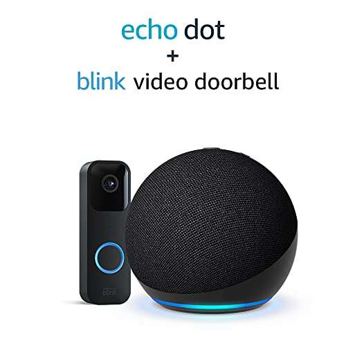 Blink Video Doorbell, Black + Echo Dot (5th generation, 2022 release) Charcoal - Smart Home Starter Kit - £48.99 @ Amazon