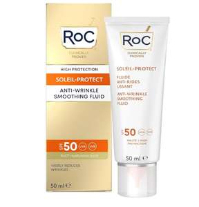 RoC - Soleil-Protect Anti-Wrinkle Smoothing Fluid SPF50+ - UVA/B Protection - Hypoallergenic Sunscreen - 50 ml