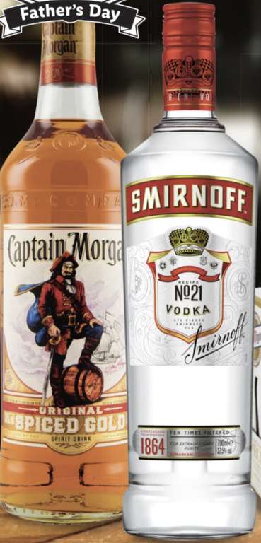 Captain Morgans Spiced Rum & Smirnoff Vodka 70cl Bottles £12.95 / Bushmills Whiskey 70cl £15.99 @ Lidl N-Ireland