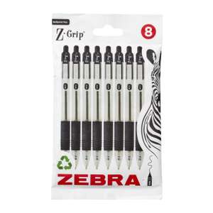 Zebra Pen Z Grip Black Ballpoint Pens Multipack with Pocket Clip ( 8 pack )