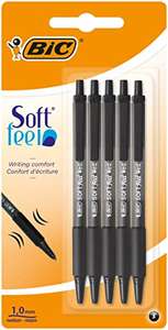 BIC Soft Feel Click Grip Ballpoint Pens, Black, pack of 5 - £1.85 @ Amazon