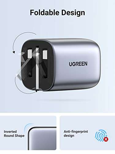 UGREEN 65W USB C Charger Nexode Foldable 3-Port Support PPS/PD3.0 65W/45W Fast Charger, Sold By Ugreen Group FBA