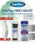 DenTek Home Dental First Aid Kit for repairing lost fillings or securing loose caps, crowns or inlays (packaging may vary) with spade tool
