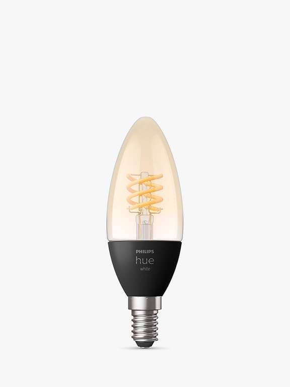 Philips Hue White 4.5W E14 LED Single Filament Dimmable Smart Bulb with Bluetooth 3 for £39.97 Delivered With Code @ John Lewis & partners