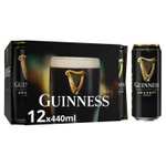 Guinness Draught Stout 12x 440Ml Cans (4.1% ABV) Clubcard Price