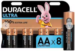 Duracell Ultra Alkaline AA Batteries - Pack of 8 - £3.85 Free Click & Collect @ Argos