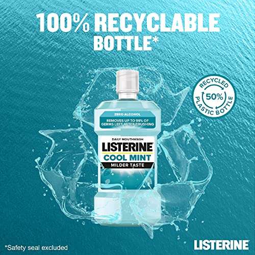 Listerine Cool Mint Milder Taste Mouthwash, 600 ml - £2.40 or £1.68 with Subscribe & Save with 15% Voucher on 1st S&S @ Amazon
