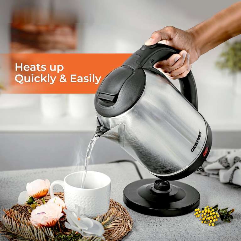 1.8L Cordless Stainless Steel Fast-Boil Electric Kettle - 2 Year Warranty - £12.59 Delivered With Code Stack @ Geepas