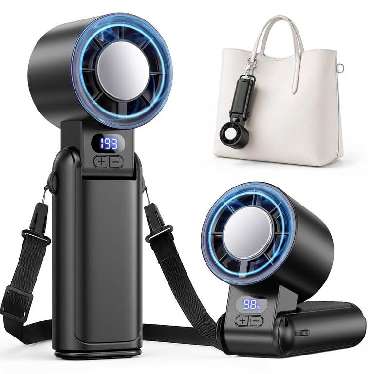 Handheld Fan Rechargeable with LED Display & Clip, 1-199 Speed Sold by SHIBAI FBA - Sold by SHIBAI. / FBA