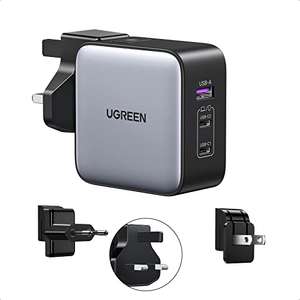 UGREEN USB C Charger 65W Travel Adapter Worldwide Nexode 3-Port PD65W/45W GaN Charger w/Voucher Sold by UGREEN GROUP LIMITED UK / FBA