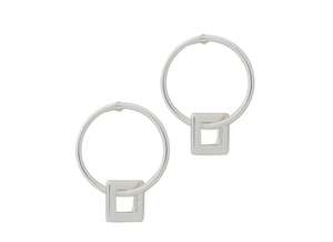 Superdrug Silver Tone Hoop Stud With Square Dropper 40p click and collect at Superdrug