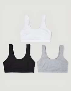 3 Pack Non Padded Cotton Crop Tops - £6.50 + Free Click & Collect - @ Matalan