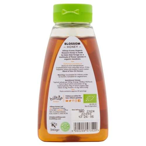 Hilltop Honey - Organic Blossom Honey - Squeezy Bottle - 720g - £3.20 or £2.88 S&S @ Amazon