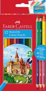 Faber-Castell 110312 Colour Pencil with 3 Bi-Colour Pencil/Sharpener (Pack of 12)