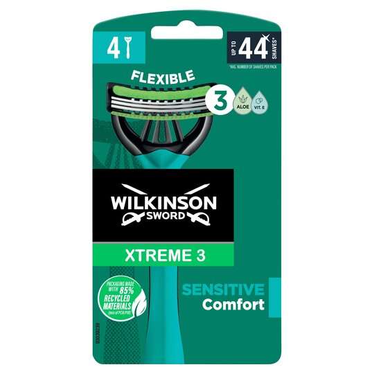 Wilkinson Sword Xtreme 3” Sensitive Comfort Disposable Razor X 4 - £1 with coupon and Clubcard Price @ Tesco