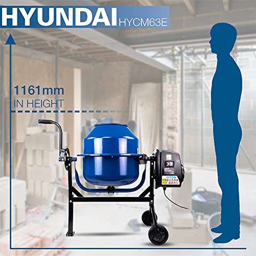 Hyundai 220w 63l Electric 230v Cement Concrete Mixer Portable, Mix Mortar / Concrete / Plaster - £215.99 @ Amazon