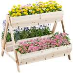 3 Tier Raised Garden Planting bed Natural Wood 112 x 92.5 x 89.5 cm with voucher Sold by Yaheetech UK