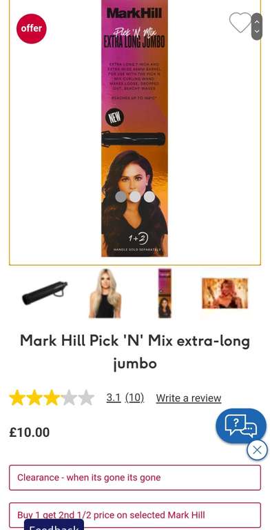 2 x Mark Hill hair styling Crimper . Other items in offer available(Clearance + buy 1 get second half price) Free click and collect