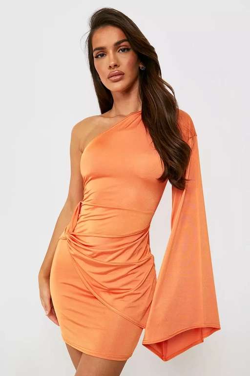 Slinky Twist Knot Flare Sleeve Mini Dress - £5 + Free Delivery With Code - @ Debenhams sold by Boohoo