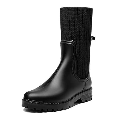DREAM PAIRS Knitted Calf Wellington Boots (Black or Green) - £7.99 With code Dispatches from Amazon Sold by dreampairsEU