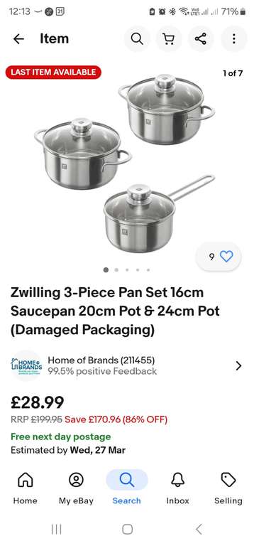 Zwilling 3-Piece Pan Set 16cm Saucepan 20cm Pot & 24cm Pot (Damaged Packaging) - Sold By Home Of Brands