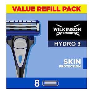 WILKINSON SWORD - Hydro 3 Skin Protection for Men | Pack of 8 Razor Blade Refills (£8.34/£7.46 with Subscribe & Save)