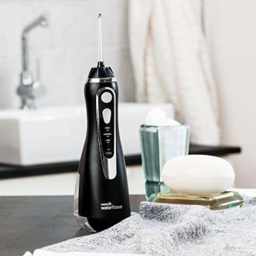 Waterpik Cordless Advanced Water Flosser with 3 Pressure Settings, Dental Plaque Removal Tool with Rechargeable Battery, Black (WP-562UK)