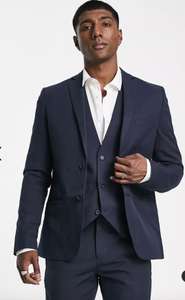Bolongaro Trevor wedding plain skinny suit jacket in navy W/Code