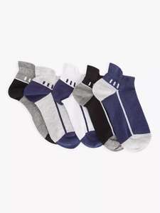 Kids' Stripe Trainer Liner Socks, Pack of 5, Grey/Blue/White £1.50 + £2.50 Click & Collect @ John Lewis & Partners