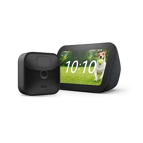 Blink Outdoor HD security camera (1-Camera System), Alexa + All-new Echo Show 5 (3rd generation) Charcoal £74.99 (Prime Exclusive) @ Amazon