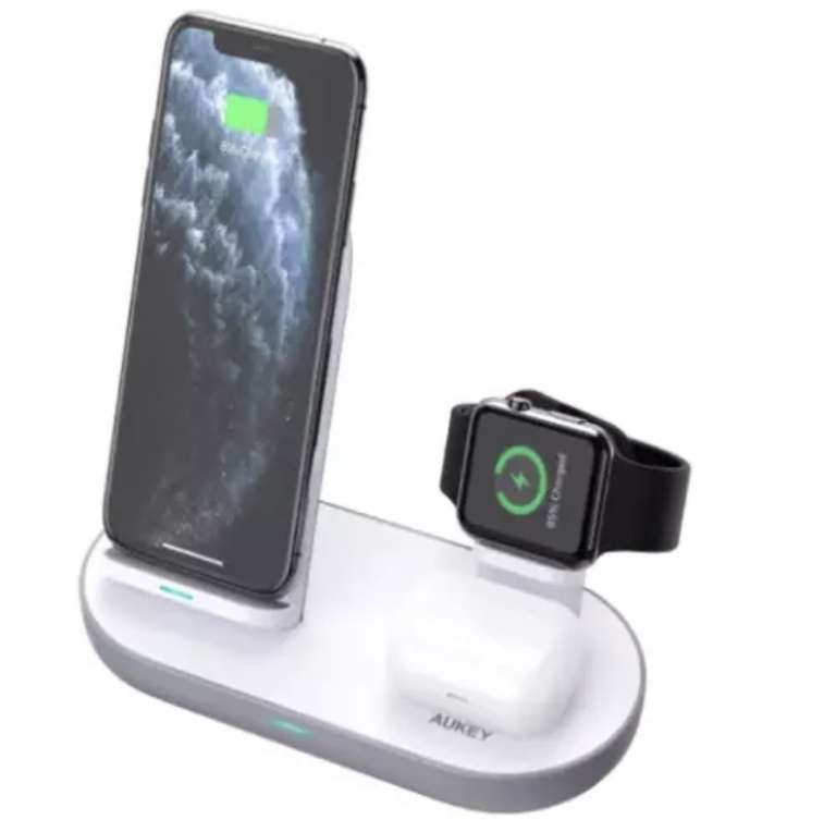 AUKEY 3-in-1 AirCore Wireless Charging Station WHITE - £12.98 delivered @ MyMemory