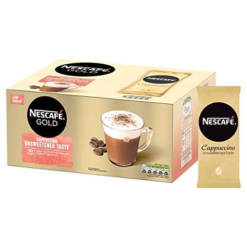 NESCAFÉ Gold Cappuccino Unsweetened Taste Instant Coffee Sachets - 50 x 14.2g - £6.56 or less S&S