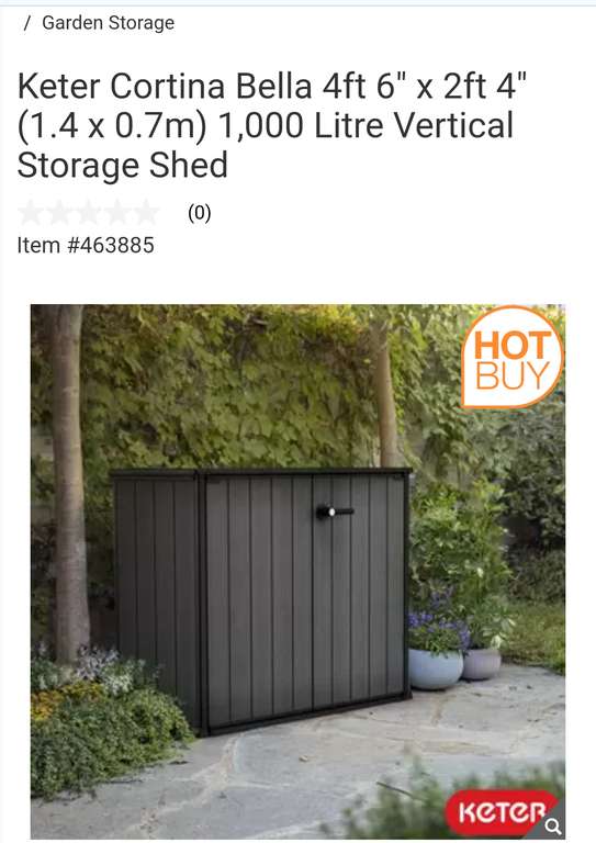 Keter Cortina Bella 4ft 6" x 2ft 4" (1.4 x 0.7m) 1,000 Litre Vertical Storage Shed
