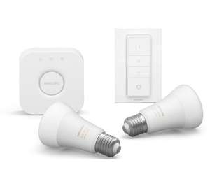 Phillips Hue White and Colour smart lighting starter kit with bridge and switch E27