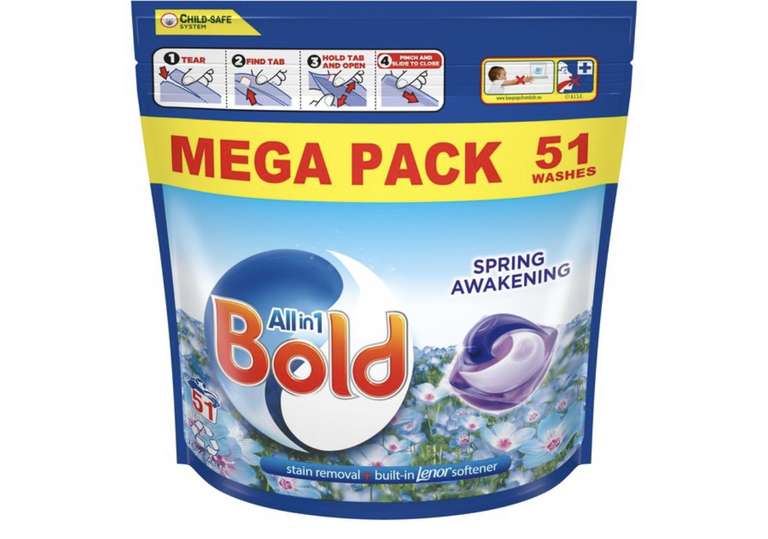 Bold All-In-1 Spring Awakening Washing Capsules 51 per pack