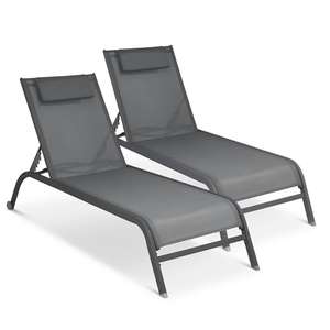 Set Of 2 Bali Sun Loungers For Garden, 6 Positions Adjustable Garden Chair, Deck Reclining Chair Sold by BRAVICH
